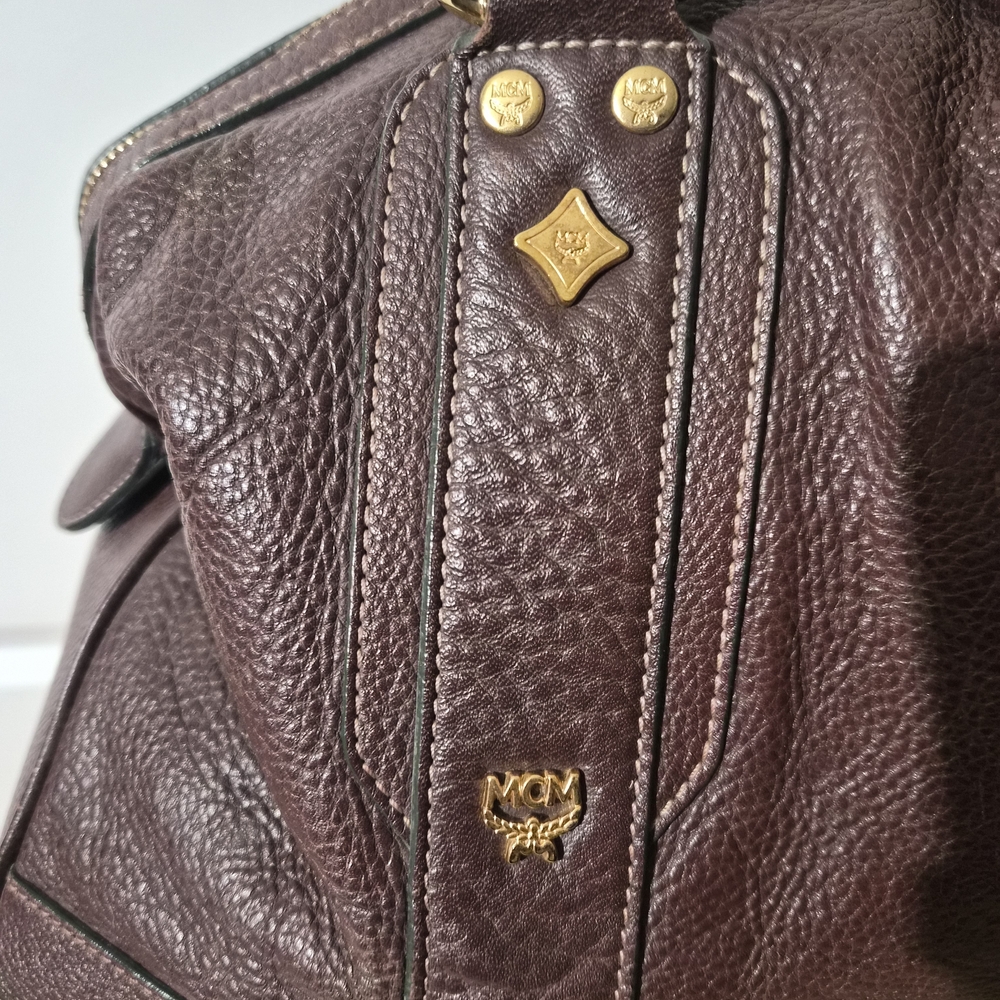 MCM Brown Leather Tote Bag with Gold Hardware - Picture 4 of 16